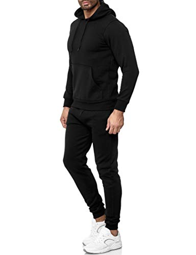 Baxboy Herren Uni Colour Jogging Anzug Trainingsanzug Sportanzug Fitness Sporthose Hose Hoodie H-500, Farbe:Schwarz, Größe:L von Baxboy