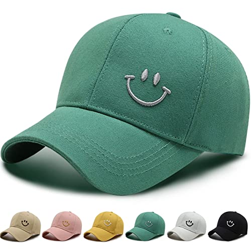 Baseball Cap Unisex Classic Baumwolle Stickerei Baseballkappen Gestickte Lächeln Verstellbar Sonnenschutz Basecap für Damen Herren, Sportlicher Draußen Kappen Hüte (Grün) von Baynetin