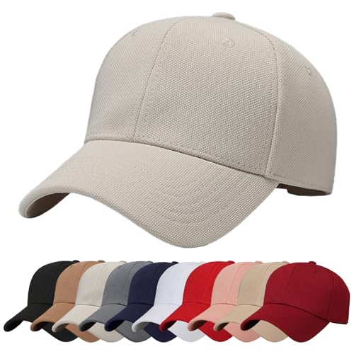 Baynetin Baseball Cap Schlichte Baseballkappe Reine Farbe Baseboard Basecap Unisex Verstellbar Atmungsaktiv Anti-UV Outdoor Reise Sonnenhut Golfkappe (Beige) von Baynetin