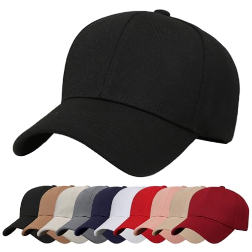 Baynetin Baseball Cap Schlichte Baseballkappe Reine Farbe Baseboard Basecap Unisex Verstellbar Atmungsaktiv Anti-UV Outdoor Reise Sonnenhut Golfkappe (Schwarz) von Baynetin