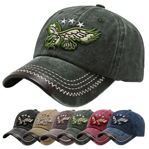 Baynetin Baseball Kappe Basecap Unisex Einstellbare Retro Baseball Hut, Baumwolle Sommerhut Sonnenhut Sportlicher Draußen Kappen Hüte Gestickte Eagle Verstellbar Sonnenschutz (Armeegrün) von Baynetin