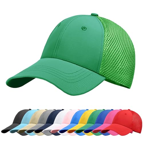 Baynetin Baseball Kappe Unisex Klassisch Verstellbar Atmungsaktive Sportlicher Sonnenschutz Basecap Atmungsaktive Masche Freizeit UV Baseballmütze (Dunkelgrün) von Baynetin