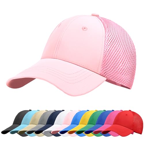 Baynetin Baseball Kappe Unisex Klassisch Verstellbar Atmungsaktive Sportlicher Sonnenschutz Basecap Atmungsaktive Masche Freizeit UV Baseballmütze (Hellrosa) von Baynetin