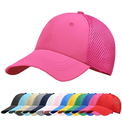 Baynetin Baseball Kappe Unisex Klassisch Verstellbar Atmungsaktive Sportlicher Sonnenschutz Basecap Atmungsaktive Masche Freizeit UV Baseballmütze (Rosenrot) von Baynetin