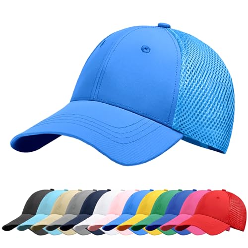 Baynetin Baseball Kappe Unisex Klassisch Verstellbar Atmungsaktive Sportlicher Sonnenschutz Basecap Atmungsaktive Masche Freizeit UV Baseballmütze (Seeblau) von Baynetin