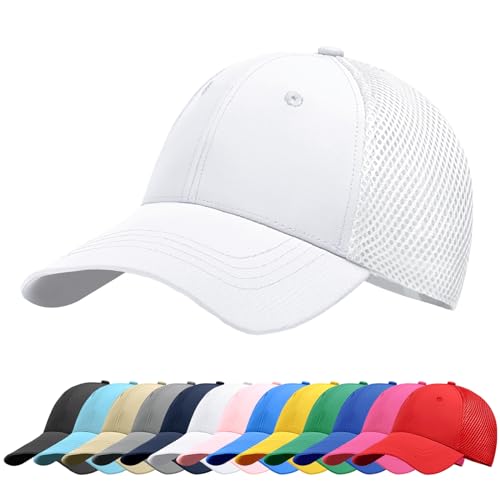 Baynetin Baseball Kappe Unisex Klassisch Verstellbar Atmungsaktive Sportlicher Sonnenschutz Basecap Atmungsaktive Masche Freizeit UV Baseballmütze (Weiß) von Baynetin