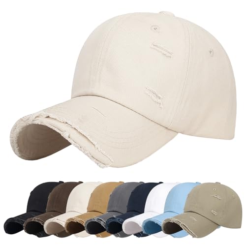 Baynetin Basecap Vintage Used Look Outdoor Kappe Mütze Unisex Freizeit Baumwolle Verstellbar Baseballcap Sommerhut (Beige) von Baynetin