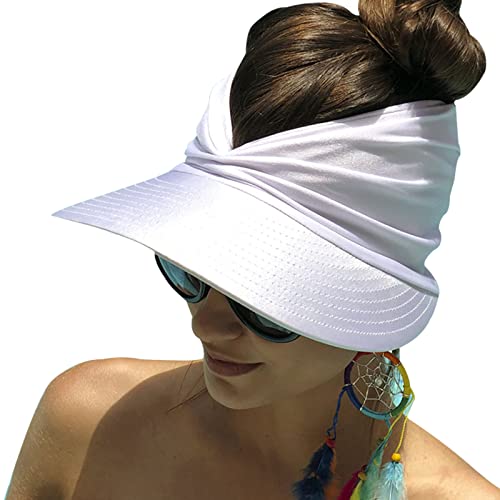 Baynetin Damen Visor Sonnenhut mit Großer Krempe, UV Protection Strand Sportmütze Strandhut Sommerhut,Sonnenvisorhüte für Frauen und Damen UV-Schutz (Weiß) von Baynetin