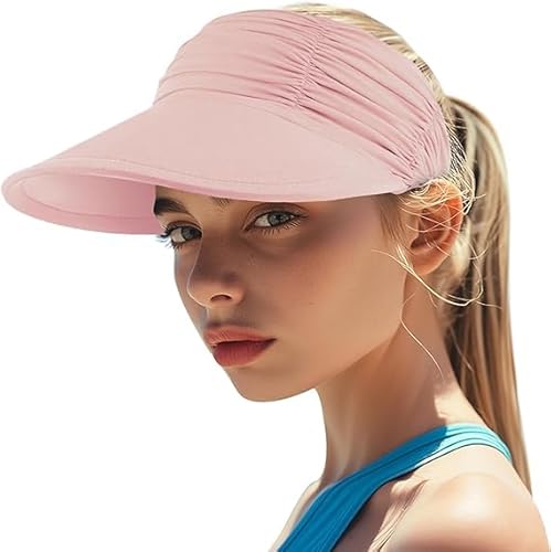 Baynetin Damen Visor Sonnenhut mit Großer Krempe, UV Protection Strand Sportmütze Strandhut Sommerhut,Sonnenvisorhüte für Frauen und Damen UV-Schutz (Z_Rosa) von Baynetin