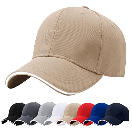 Baynetin Herren Baseballmützen, 100% Baumwolle 6 Pannels Plain Solid Color Hut, Pre-Curved Visor mit Sandwich. Einstellbare Atmungsaktiv Sommer Justierbarer Outdoor-Sportkappe (Kahaki) von Baynetin