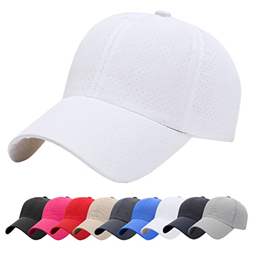 Baynetin Masche Baseball Kappe, Herren Atmungsaktive Schnell Trocknend Basecap, Mesh Freizeit UV Baseballmütze Verstellbar Sport Cap (Weiß) von Baynetin