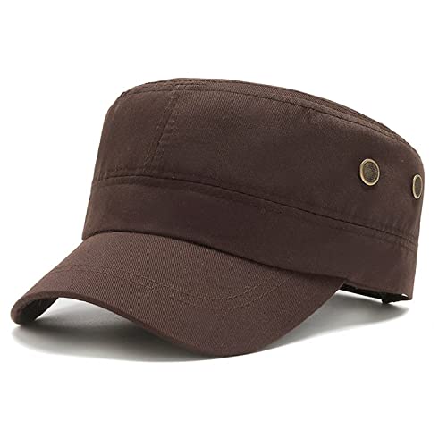 Herren Army Cap Military Flat Cap, Baumwolle Army Kappe Cadet Hat Verstellbare Baseballmütze Sommer Trucker Hut für Draussen, Sport Wandern und Reisen (Braun) von Baynetin