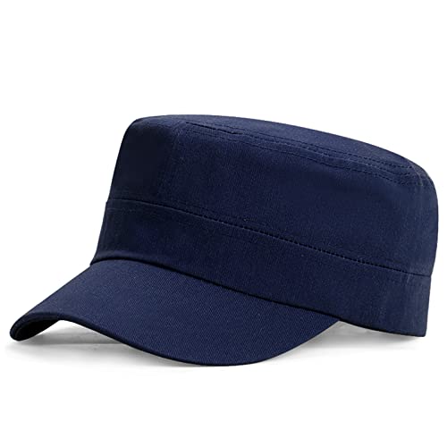 Herren Army Cap Military Flat Cap, Baumwolle Army Kappe Cadet Hat Verstellbare Baseballmütze Sommer Trucker Hut für Draussen, Sport Wandern und Reisen (Marineblau) von Baynetin