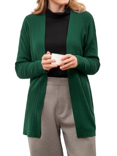 Bbonlinedress Damen Strickjacke Langarm Vorne Offen Strickmantel elegant Winter Casual High Stretchy Cardigan Dark Green L von Bbonlinedress