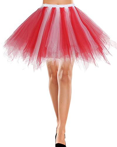 Tutu Ballet Tüllrock Crinoline Cosplay Rock Vintage Kinder petticoatRetro Tutu Ballet Tüllrock Crinoline Karneval kostüme Cosplay Rock Rockabilly Tanz Ballett Red-White L von Bbonlinedress