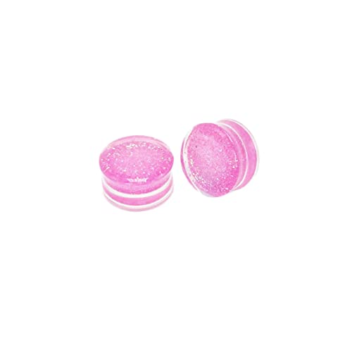 Bcughia Acryl Flesh Tunnel 10mm Tunnel Ohrringe Herren Rosa Glitzer Tunnel Set, 2 Stück von Bcughia