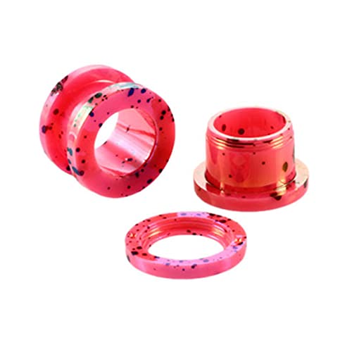 Bcughia Acryl Ohr Plug 6mm Ohr Plug Männer Rosa Reifen mit Punkt Muster Ohrringe Tunnel Set, 2 Stück von Bcughia