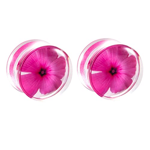 Bcughia Acryl Tunnel Ohr 14mm Tunnel Ohrringe Herren Rosa Blume Tunnel Ohrring Set, 2 Stück von Bcughia