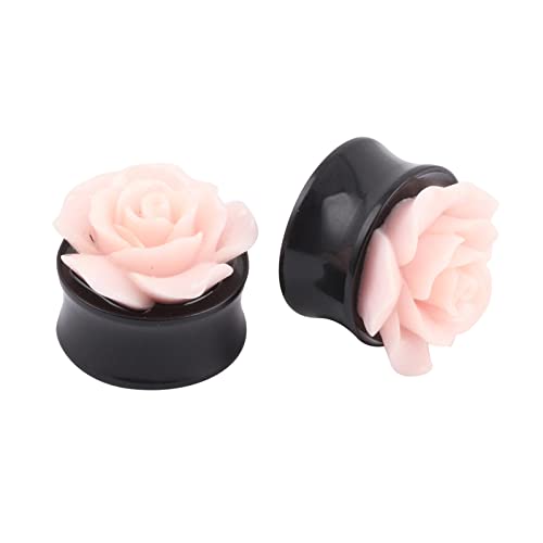 Bcughia Ohrring Tunnel Acryl 14mm Ohr Tunnel Männer mit Rosa Rose Tunnel Plug Ohr Set, 2 Stück von Bcughia