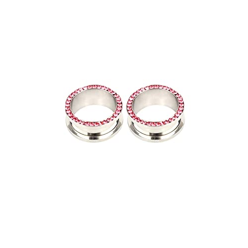 Bcughia Ohrringe Tunnel Edelstahl 16mm Ohr Tunnel Männer mit Rosa Zirkonia Ohr Plug Set, 2 Stück von Bcughia