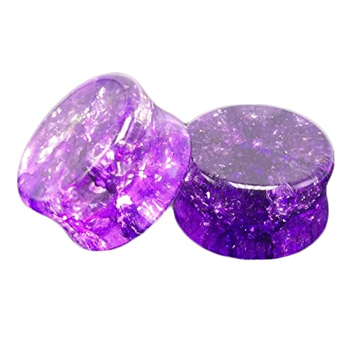 Bcughia Ohrringe Tunnel Stein 16mm Ohr Plug Damen Violett Glas Tunnel Ohr Set, 2 Stück von Bcughia