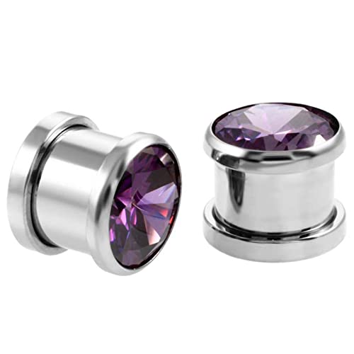 Bcughia Piercing Tunnel Edelstahl 8mm Ohr Plug Damen mit Rosa Zirkonia Tunnel Ohr Set, 2 Stück von Bcughia