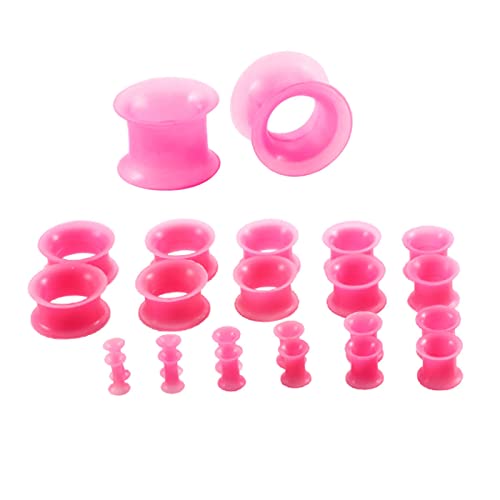 Bcughia Silikon Ohr Plug 3-20mm Ohrringe Herren Tunnel Reifen in Mehreren Größen Rosa Tunnel Set, 22 Stück von Bcughia