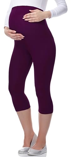 Be Mammy 3/4 Umstandsleggings aus Viskose BE-03 (Pflaume, 3XL) von Be Mammy