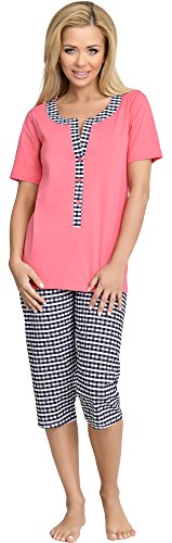 Be Mammy Damen Schlafanzug Stillpyjama H2L2N2 (Coral-1, M) von Be Mammy