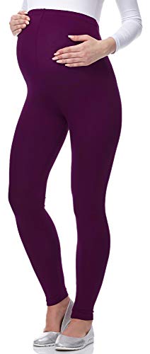 Be Mammy Lange Umstandsleggings aus Viskose Leggings Blickdicht Damen, Maternity Clothing, Ideal für die Schwangerschaft BE-02 (Pflaume, L) von Be Mammy