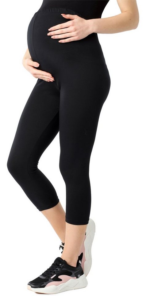 Be Mammy Umstandsleggings Damen 3/4 Umstandsleggings aus Bio-Baumwolle BE20-284 (1-tlg) elastischer Bund von Be Mammy