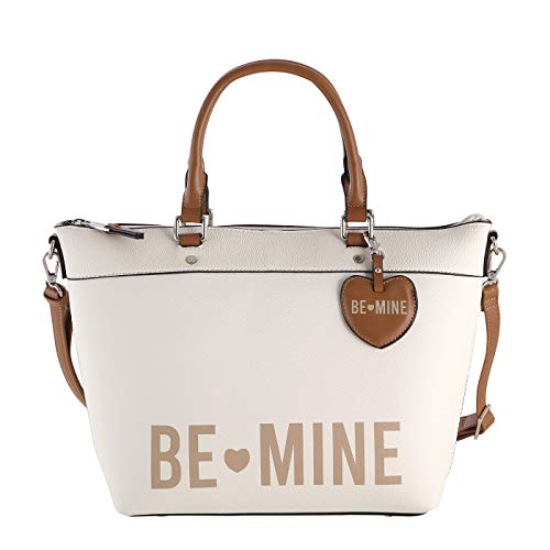 Be Mine Kurzgriff Tasche Judy | schicke Handtasche für Damen | klassische Henkeltasche mit großem Hauptfach | aus hochwertigem Kunstleder (ecru logo) von Be Mine