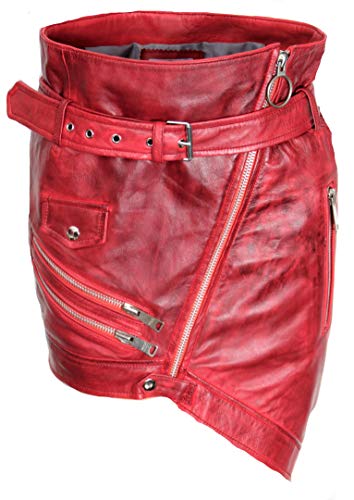 Be Noble Lederrock ECHT-Leder - rot mit Reißverschlüssen (L) von Be Noble