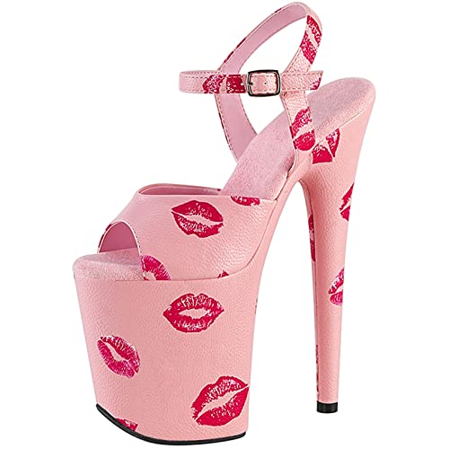 Flaming sexy Damen Plateau Sandalen 20CM Stiletto High Heel Kleid Party Pumps Sexy Nachtclub Pole Dance Stripper Schuhe,Rosa,38 EU von BeAUZQ