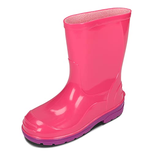 BeKiddy Kinder Gummistiefel Mädchen Jungen Regenstiefel Wasserdicht Rot Blau Grün Rosa 20-35 EU (Rosa, numeric_34) von BeKiddy