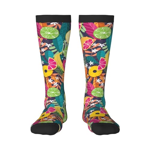 Crew-Socken, Strümpfe, Kompressionssocken, lässige, neuartige Sportsocken, 55 cm, für Unisex, tropische Früchte mit Pflanzen und Blumen Crew-Socken, Strümpfe, Kompressionssocken, lässige, neuartige Sportsocken, 55 cm, für Unisex, tropische Früchte mit Pflanzen und Blumen von BeNtli