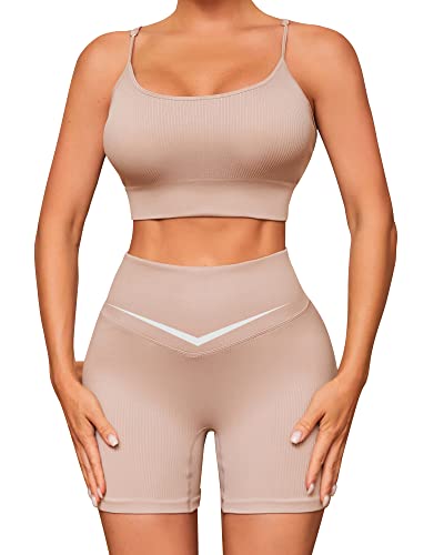 BeReady Workout Set Damen Yoga BH Rückenfrei Sport Set Damen V Waist Gym Leggings Frauen Traingsanzug Jogginganzug Sport Outfit Fitness Set von BeReady