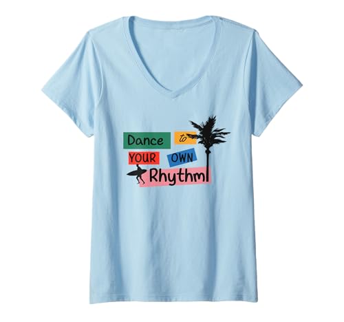 Damen Dance To Your Own Rhythm Positive Zitat auf Haftnotizen T-Shirt mit V-Ausschnitt Damen Dance To Your Own Rhythm Positive Zitat auf Haftnotizen T-Shirt mit V-Ausschnitt von Beach Style Positive Quote Palm Surf Sticky Notes