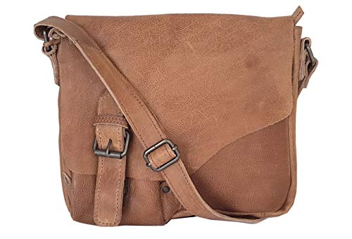 Bear Design Leder Schultertasche, UNISEX Messenger Tasche Umhängetasche Cross body Lauro CP0771 strapazierfähiges Leder in Used Look von Bear Design