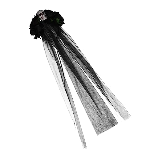 Beatifufu Halloween-blumen Lolita-schleier Schwarzes Rosenschleier-stirnband 1-stufige Schleier-diademe Mexikanische Gotischer Halloween-schleier Braut Cosplay Plastik Die von Beatifufu