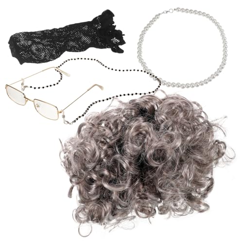 Beaupretty 1 Satz Oma Perücke Set Brillenkette Für Großmutter Für Erwachsene Gläser Oma-brille Uv Graue Perücken Alte Dame Alte Dame Kostüm Für Kunstfaser Beaupretty 1 Satz Oma Perücke Set Brillenkette Für Großmutter Für Erwachsene Gläser Oma-brille Uv Graue Perücken Alte Dame Alte Dame Kostüm Für Kunstfaser von Beaupretty
