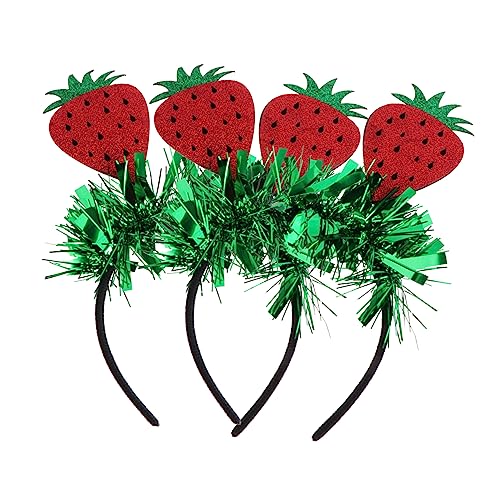 Beaupretty 2st Erdbeer Stirnband Erdbeerkopfschmuck Erdbeer Zeug Kinder Stirnband Sommerparty Stirnband Frucht Kostüm Hut Süße Stirnbänder Obst-partyzubehör Haar Mexiko Grüßer Blumen Damen von Beaupretty