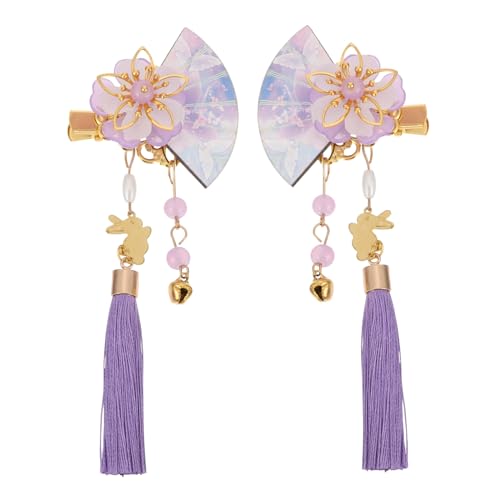 Beaupretty 2st Haarnadel Haarschmuck Japanische Haaraccessoires Haar Klammern Haarplopp Lockenwickler-clips Große Fächer-haarspangen Seitenclip Violett Mädchen Zinklegierung Fräulein von Beaupretty