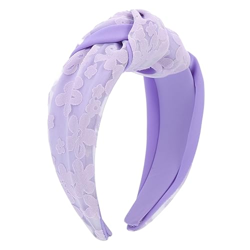 Beaupretty 2st Stirnband Vintage Stirnbänder Geknotetes Haarband Mädchen Frisur Kopfbedeckung Mit Breitem Knoten Yoga-haarband Frauen Kopfschmuck Ankleiden Requisiten Gaze Violett Fräulein von Beaupretty