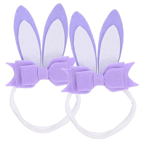 Beaupretty 2st Haarschmuck Für Babys Hasenohren Stirnband Babyhaarschmuck Für Mädchen Häschen-stirnbänder Stirnbandschleifen Für Mädchen Schleife Stirnbänder Elastisch Violett Kleine Stoff von Beaupretty