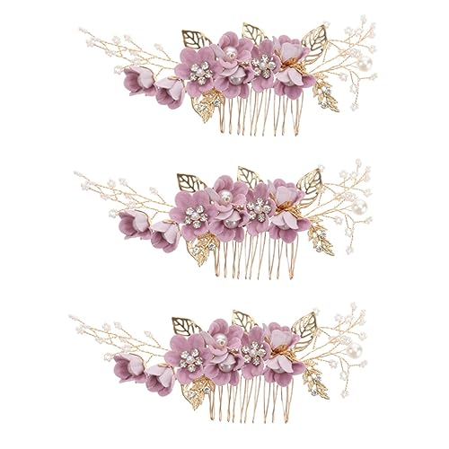 Beaupretty Hochzeitsdeko 3st Haarschmuck Für Die Braut Legierter Kamm Floraler Haarkamm Haar Seitenkamm Clip Haar Seitenkamm Strass Haar Seitenkamm Perlenblume Mädchen Strass Violett Jahrgang von Beaupretty