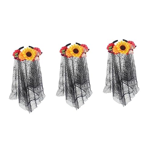 Beaupretty 3st Halloween-party-stirnband Halloween-haare Hochzeitsschleier Kopfbedeckung Spinnenhaar-accessoires Tag Der Toten Haarband Maskerade-party-haarband Krone Fräulein Blumen von Beaupretty