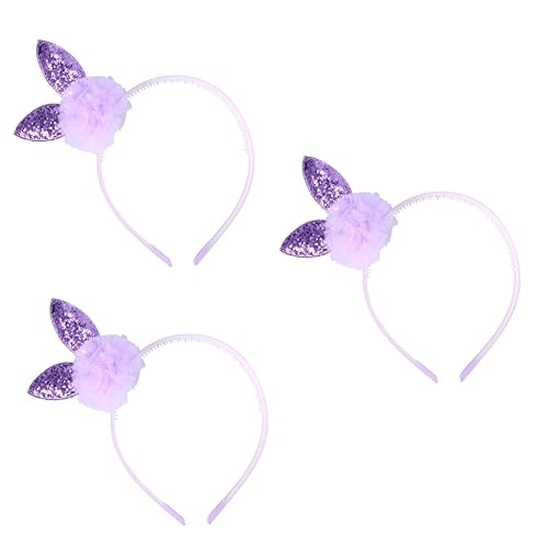 Beaupretty 3st Osterstirnband Für Mädchen Pailletten Geflochtenes Stirnband Osterparty-stirnband Häschen Haarband Flechten Haar Zubehör Geflochtener Haargummi Geschenk Hase Violett Kleine von Beaupretty