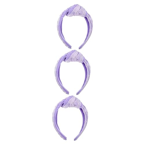 Beaupretty 3st Stirnband Jäten Von Kopfbedeckungen Knoten Mädchen Haarband Verdrehtes Geknotetes Haarband Yoga-haarband Knoten Haar Zubehör Requisiten Violett Fräulein Spandex Modellieren von Beaupretty