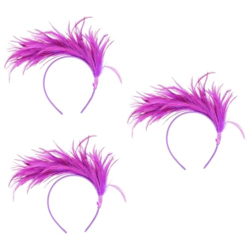 Beaupretty 3St Feder Stirnband hair accessories for girls hochzeitshaar schmuck Haarband für Bühnenauftritte Hühnerfeder Kopfbedeckung Haarnadel schmücken Fräulein Eisendraht Violett von Beaupretty